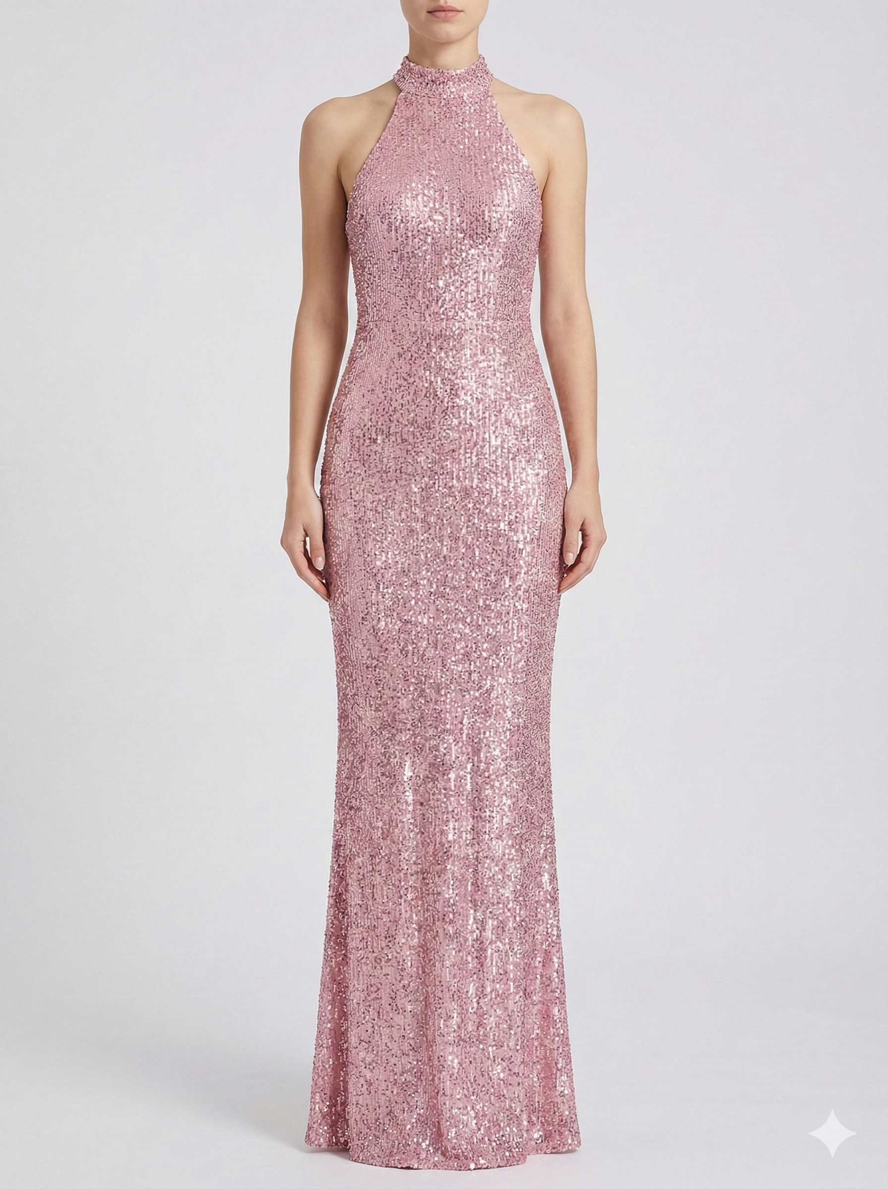 Sequin Halter Neck Maxi Dress