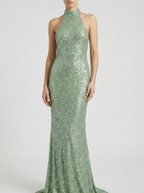 Sequin Halter Neck Maxi Dress