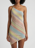 One Shoulder Textured Mini Dress