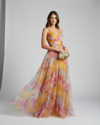 Floral Chiffon Evening Maxi Dress