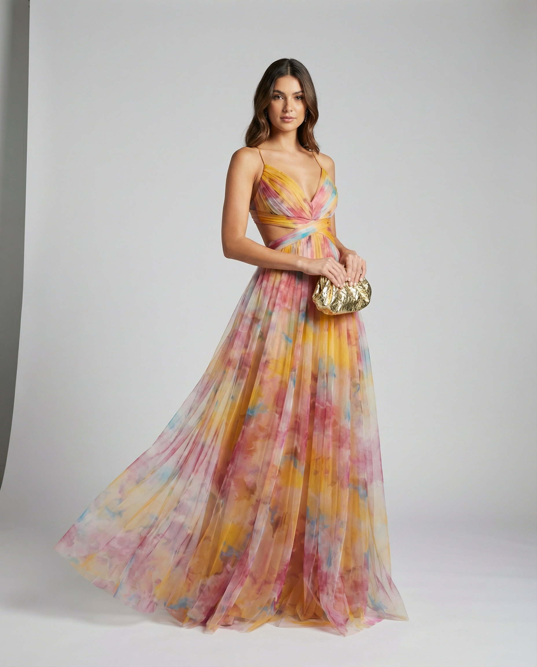 Floral Chiffon Evening Maxi Dress