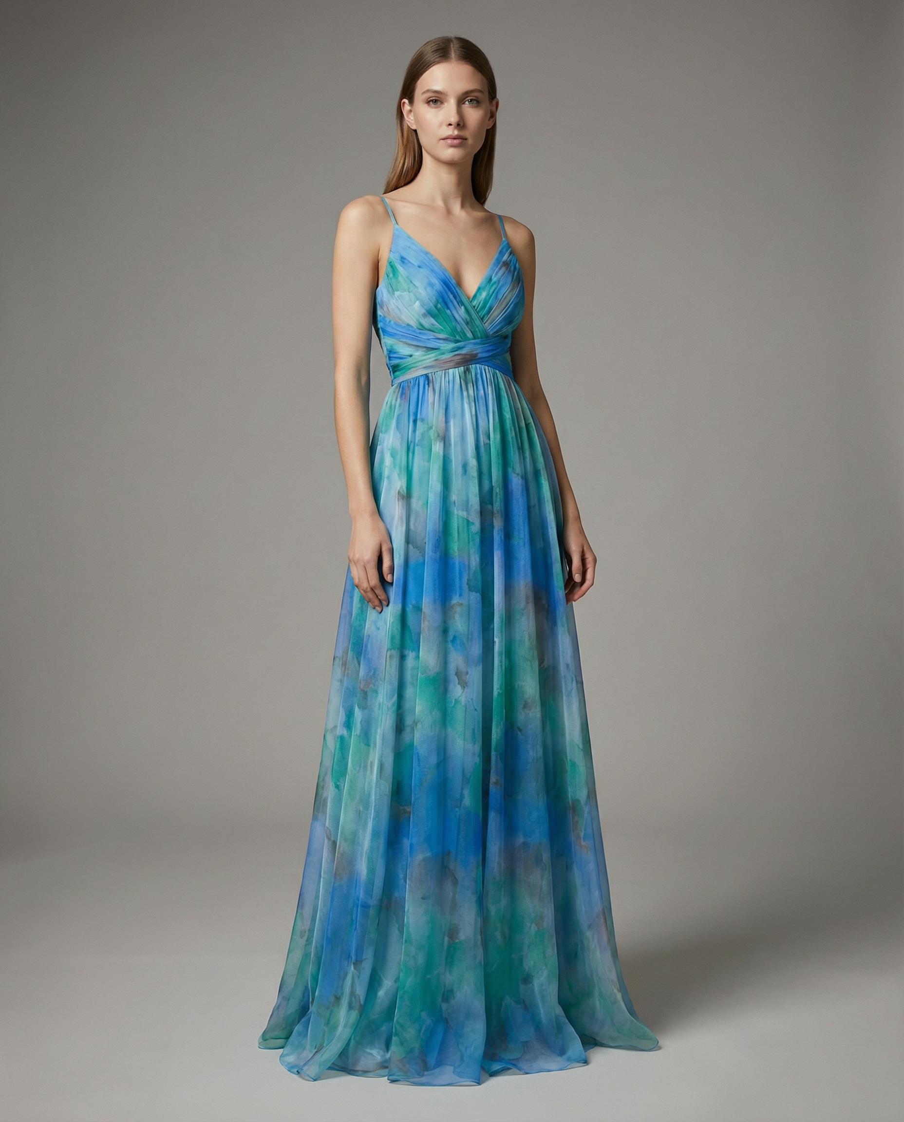 Floral Chiffon Evening Maxi Dress