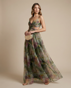 Floral Chiffon Evening Maxi Dress