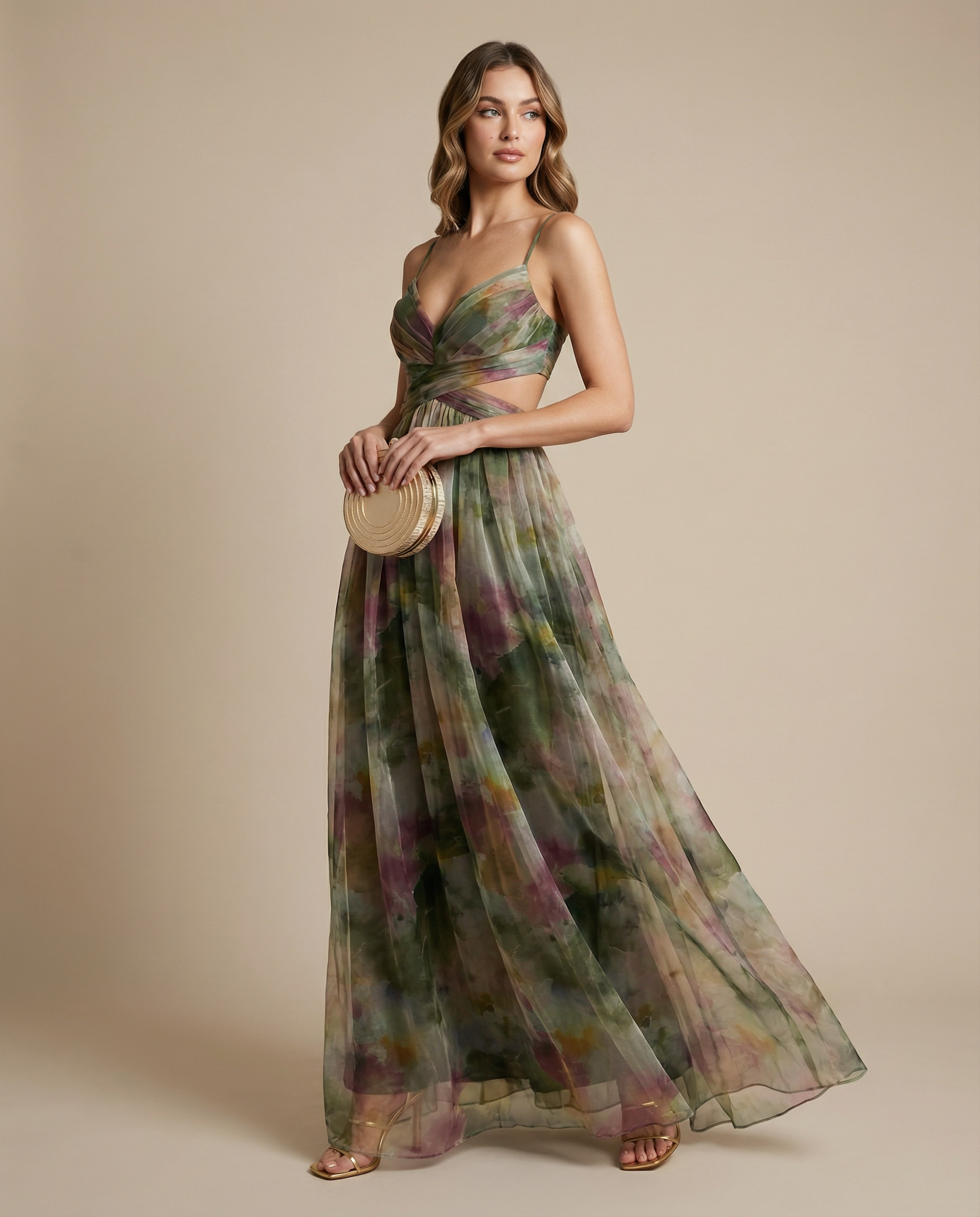 Floral Chiffon Evening Maxi Dress
