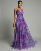 Floral Chiffon Evening Maxi Dress
