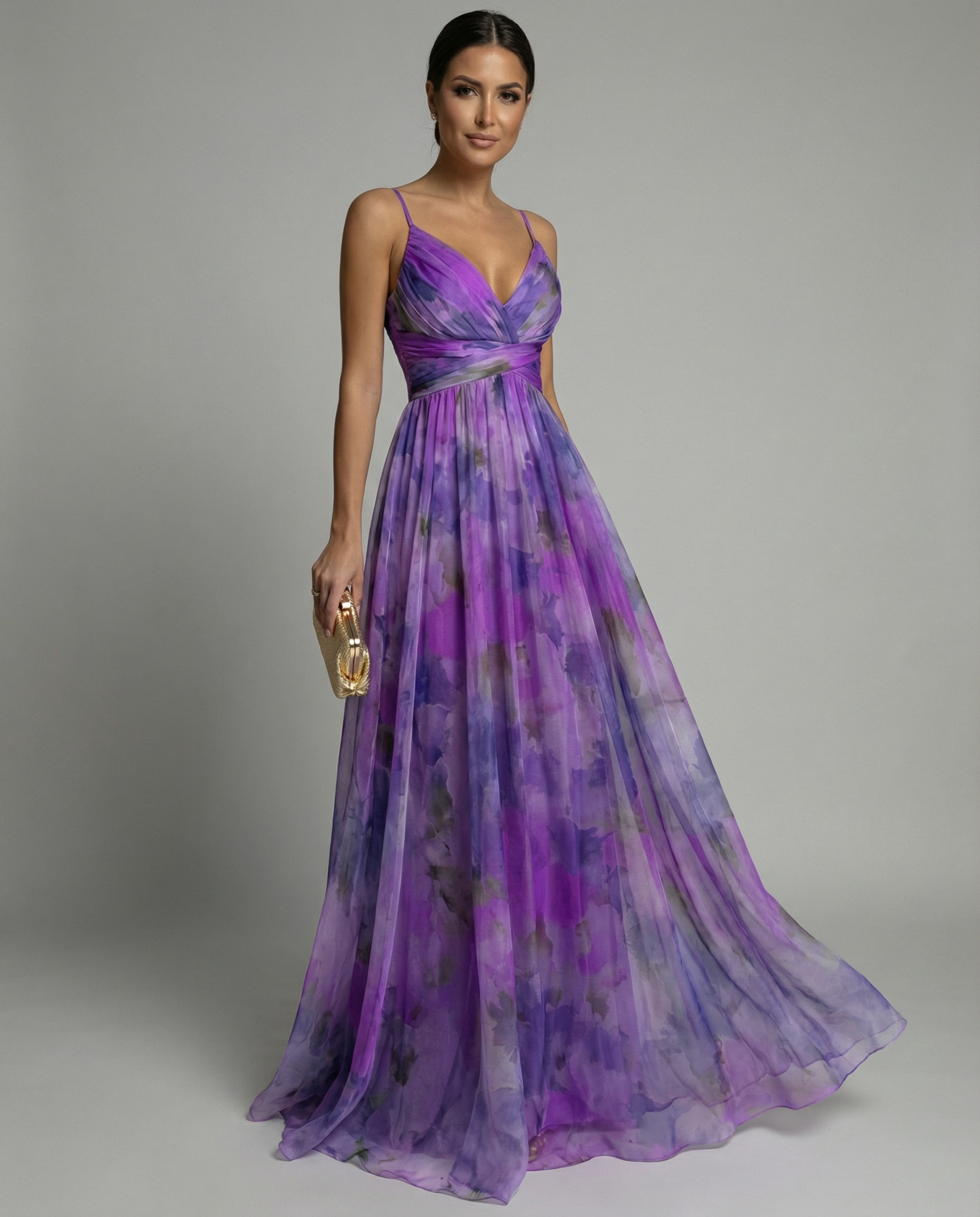 Floral Chiffon Evening Maxi Dress