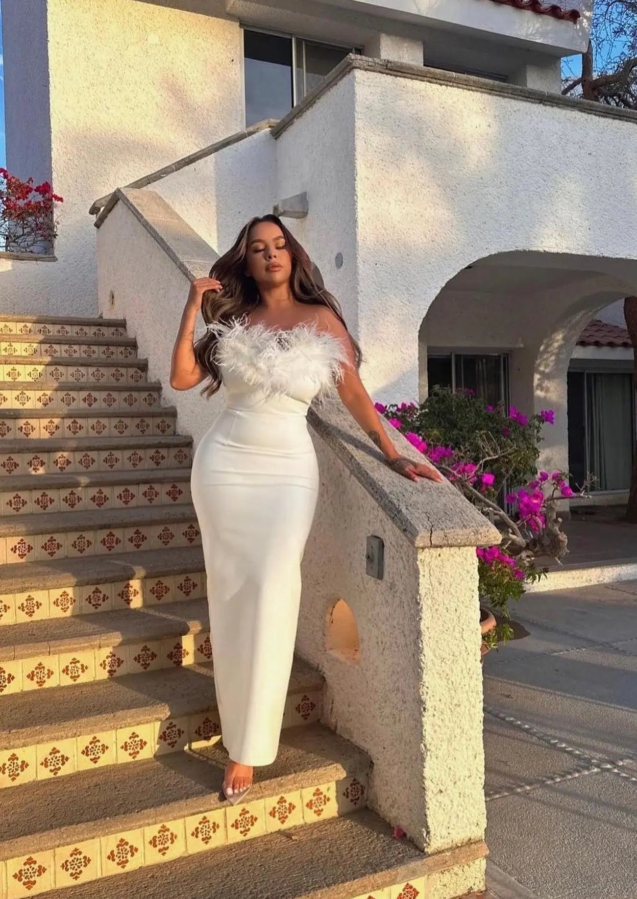 White Swan Feather Gown