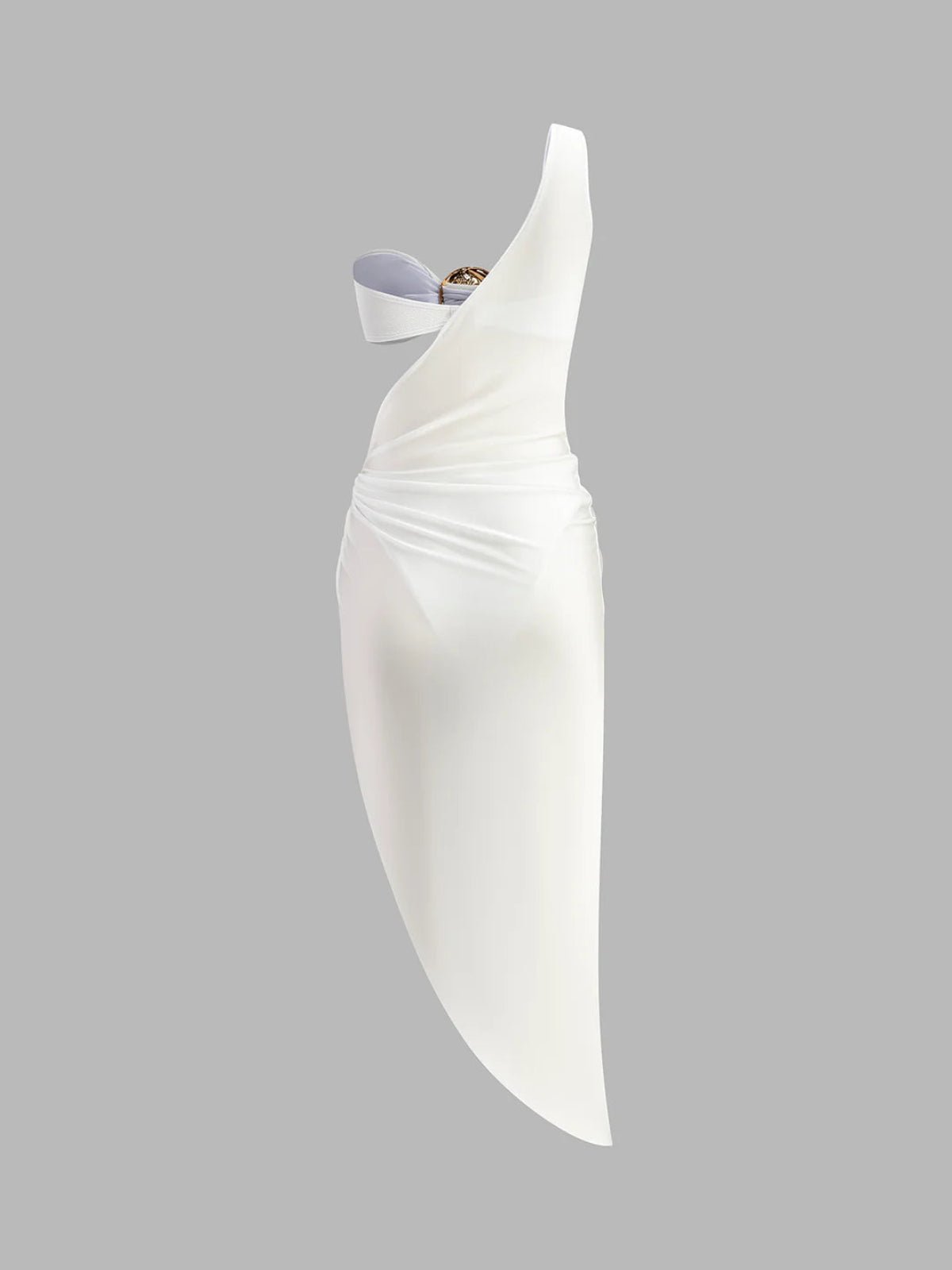 Gold Detail One-Shoulder Cut-Out Dress