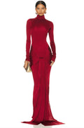 Red High Neck Formal Party Maxi Dress