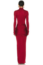 Red High Neck Formal Party Maxi Dress