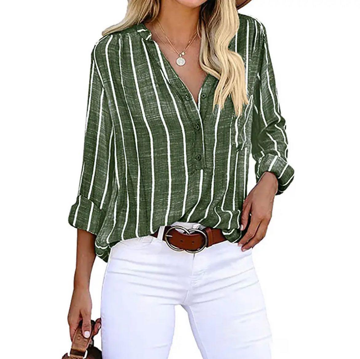 Candace Striped Casual Blouse