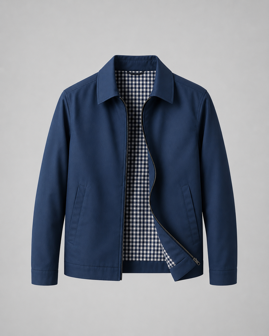 Men’s Lightweight Harrington Jacket with Check Lining