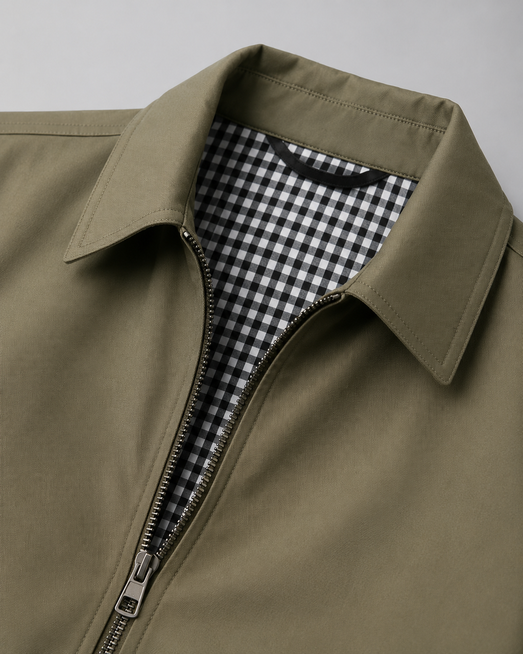 Men’s Lightweight Harrington Jacket with Check Lining
