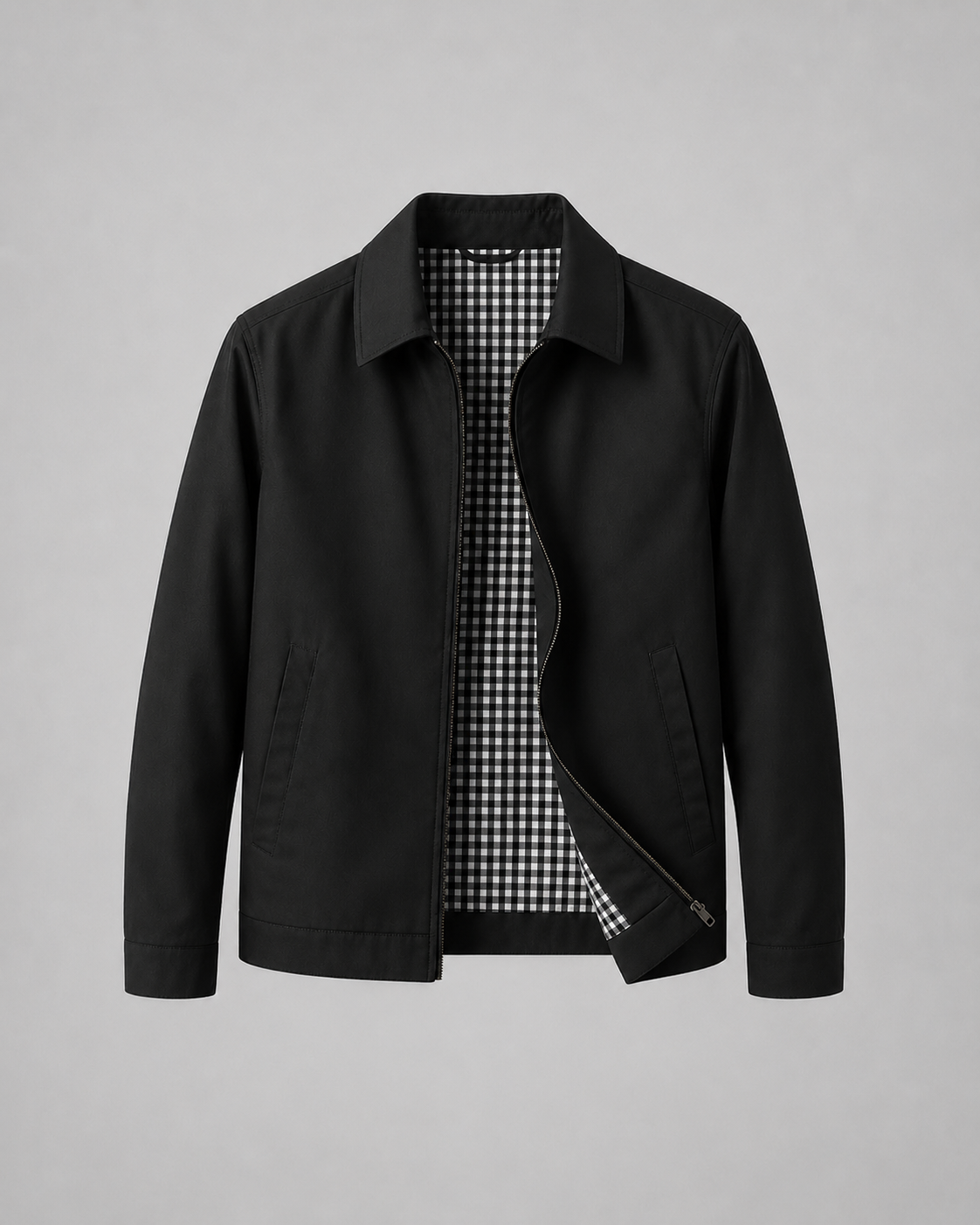Men’s Lightweight Harrington Jacket with Check Lining