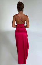 Satin One-Shoulder Evening Maxi Gown