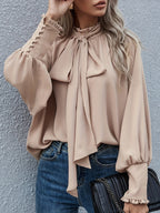 Tie Neck Long Sleeve Blouse