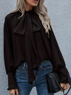Tie Neck Long Sleeve Blouse