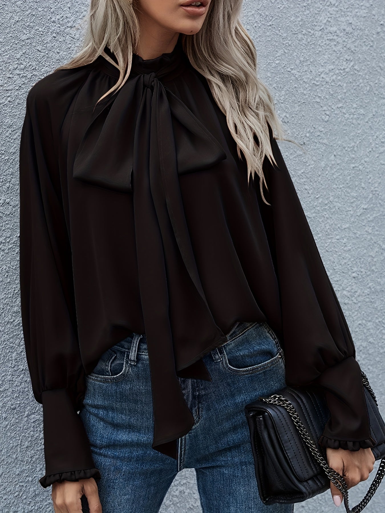 Tie Neck Long Sleeve Blouse