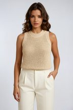 Hollow Knit Solid Tank Top