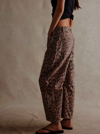 Leopard Print Barrel Jeans