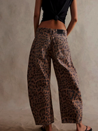 Leopard Print Barrel Jeans