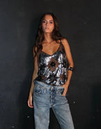 Glitter Pearl Embellished Party Top