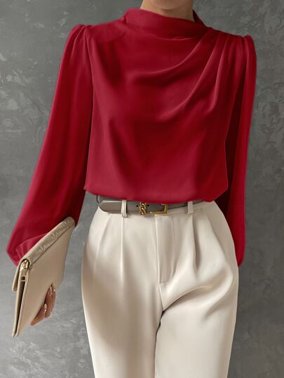 Bishop Sleeve Satin Blouse