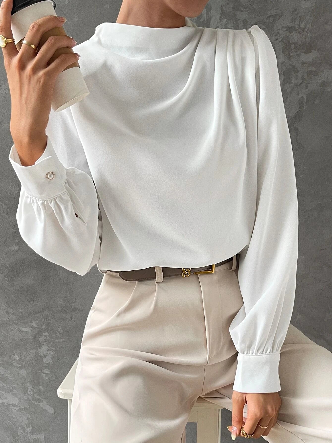 Bishop Sleeve Satin Blouse