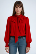 Tie Neck Long Sleeve Blouse