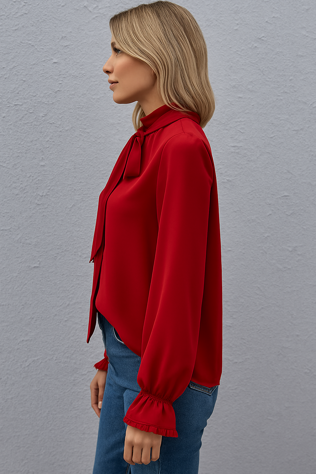 Tie Neck Long Sleeve Blouse
