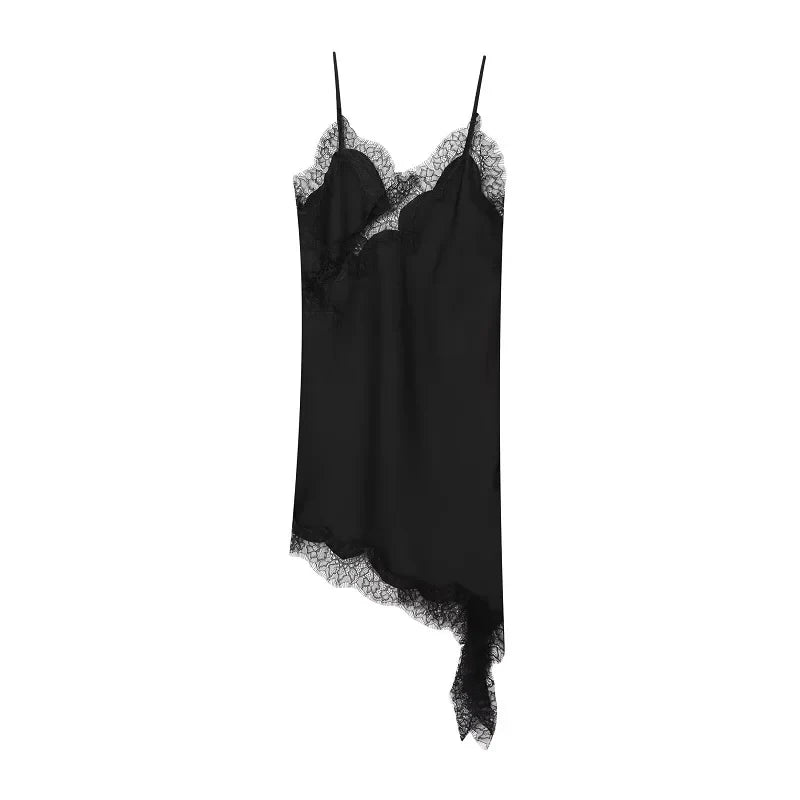Lace Satin Backless Mini Dress