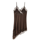 Lace Satin Backless Mini Dress