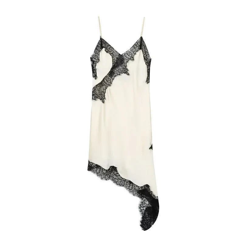 Lace Satin Backless Mini Dress