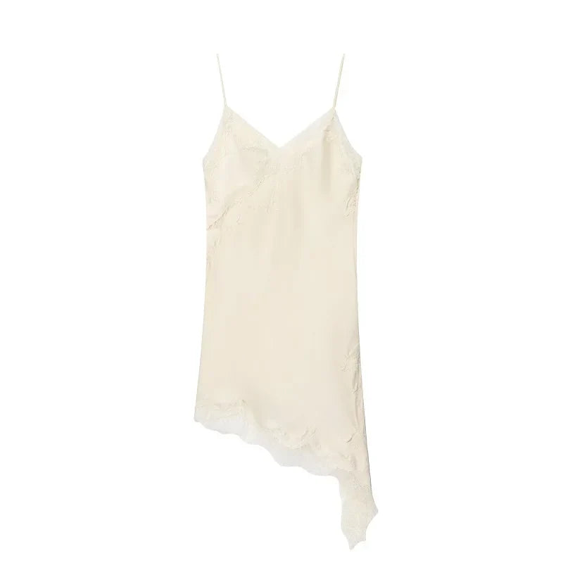 Lace Satin Backless Mini Dress