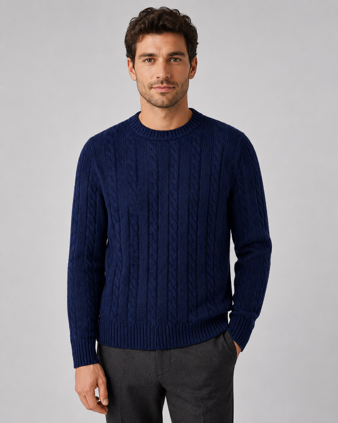Men’s Cable Knit Crew Neck Sweater