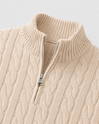 Men’s Cable Knit Quarter-Zip Mock Neck Sweater