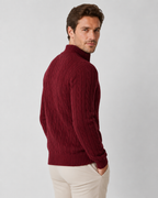 Men’s Cable Knit Quarter-Zip Mock Neck Sweater