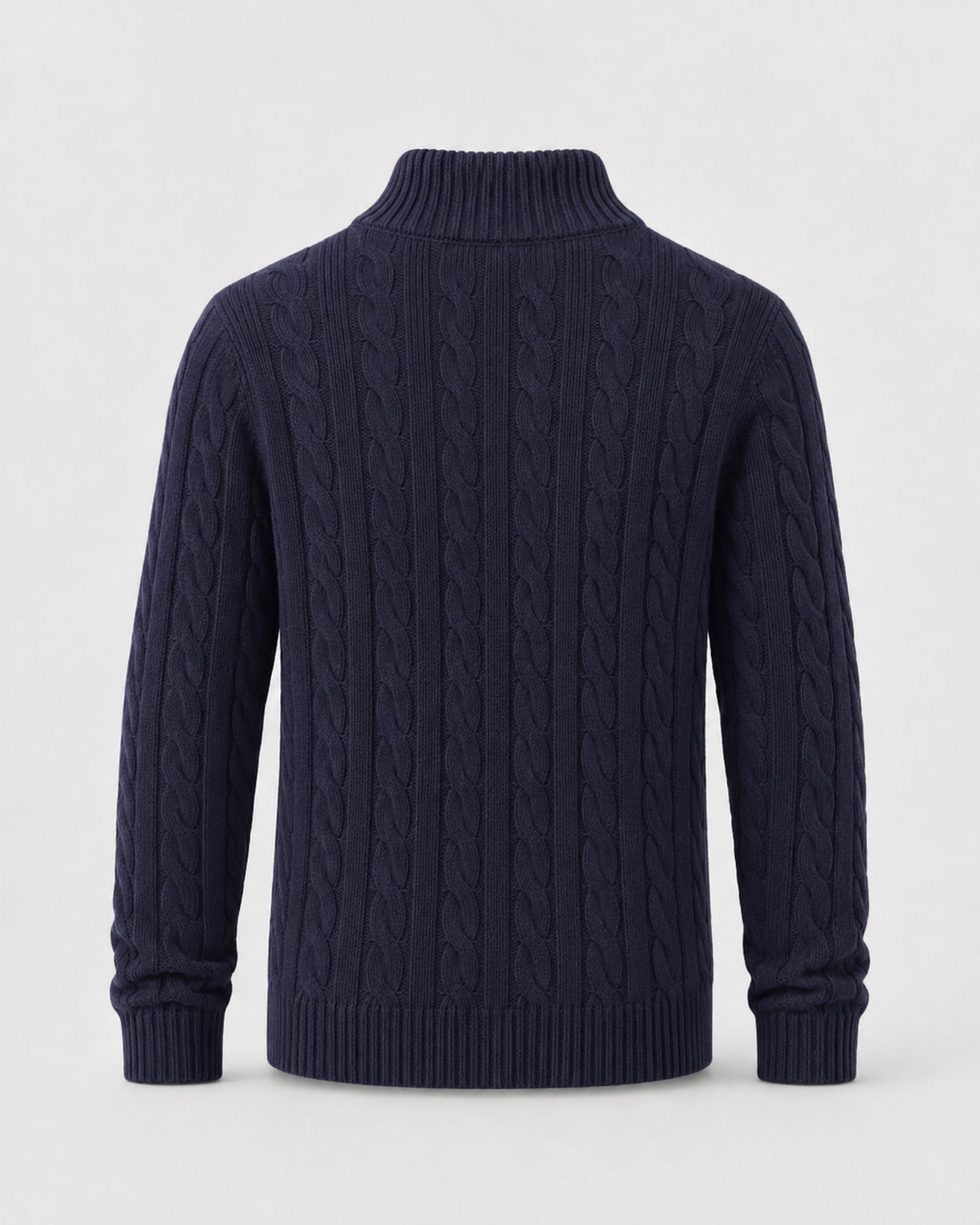 Men’s Cable Knit Quarter-Zip Mock Neck Sweater