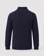 Men’s Cable Knit Quarter-Zip Mock Neck Sweater