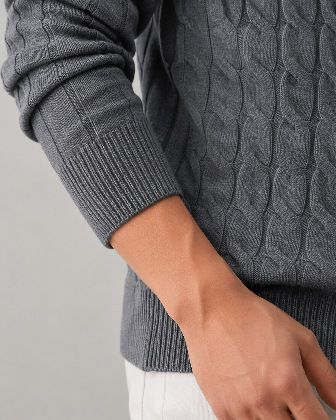 Men’s Cable Knit Zip Cardigan – Stand Collar Regular Fit