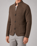 Men’s Chunky Knit Cardigan with Stand Collar