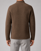 Men’s Chunky Knit Cardigan with Stand Collar