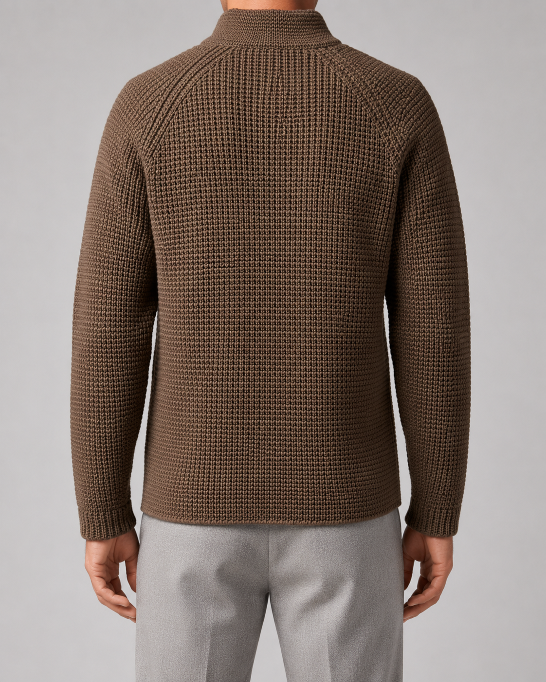 Men’s Chunky Knit Cardigan with Stand Collar