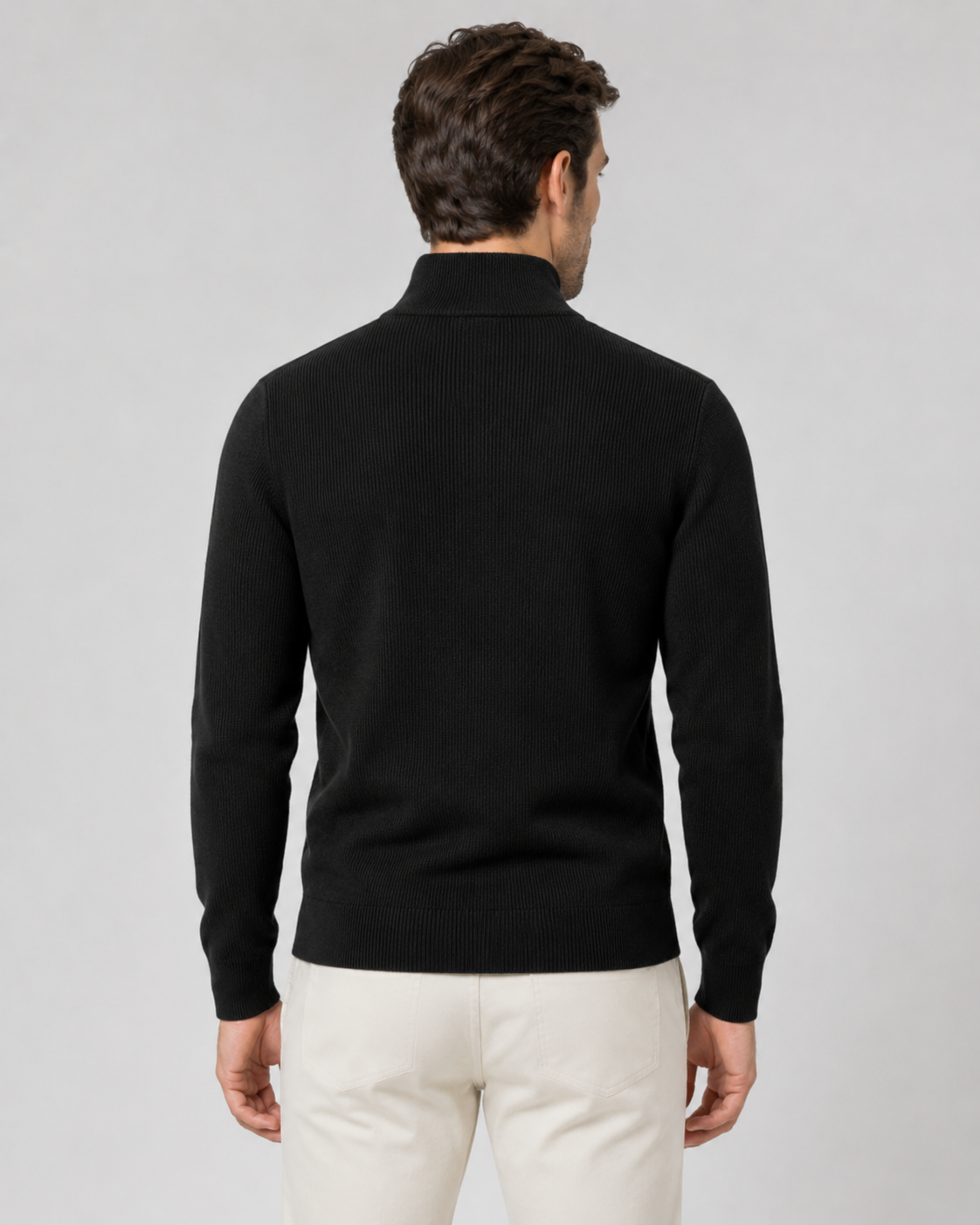Men’s Full-Zip Knit Cardigan with Stand Collar