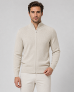 Men’s Full-Zip Knit Cardigan with Stand Collar