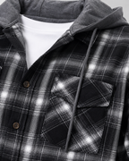 Men’s Hooded Check Overshirt – Relaxed Button-Up Layer
