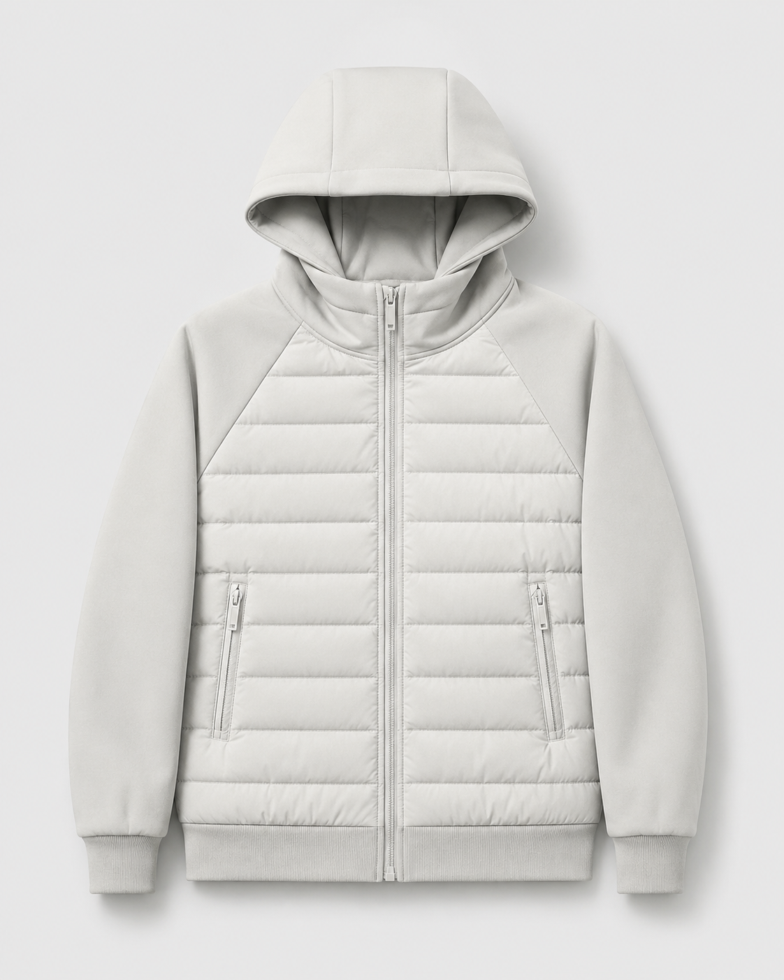 Men’s Hybrid Hooded Jacket – Quilted Padded Zip Design
