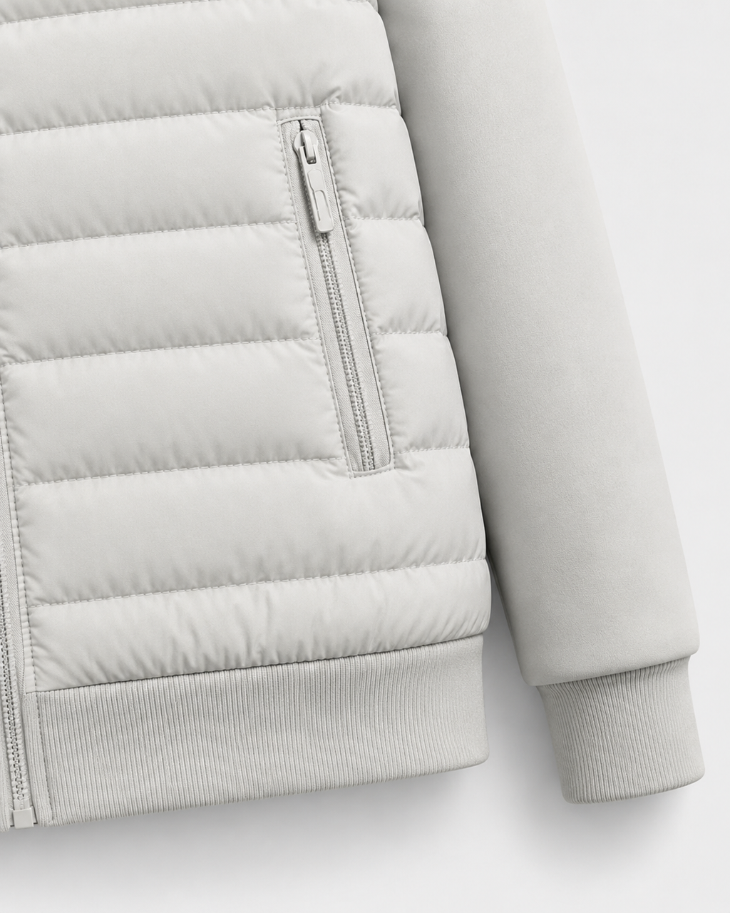 Men’s Hybrid Hooded Jacket – Quilted Padded Zip Design