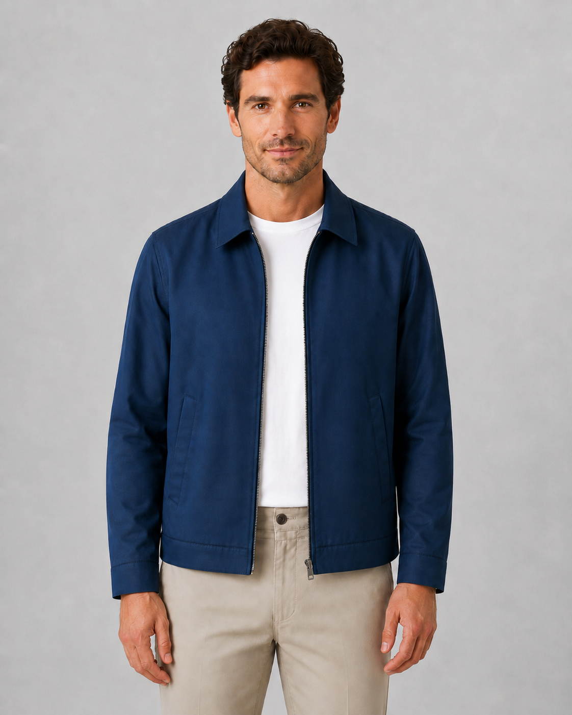 Men’s Lightweight Harrington Jacket with Check Lining
