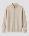 Men’s Merino Wool Zip-Up Cardigan – Stand Collar Knit